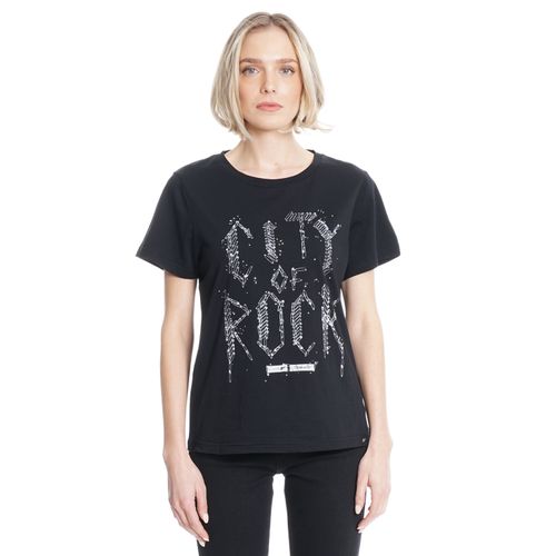 Polera M/C Oversize City Of Rock + Strass