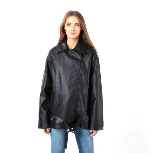 Chaqueta Biker Pu Oversize Black Trims