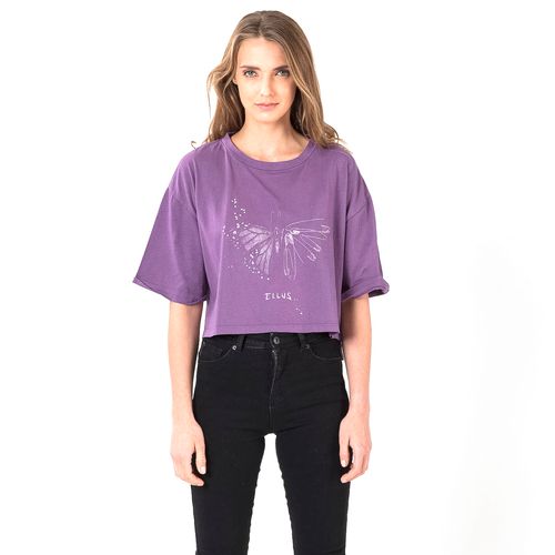 Polera M/C Oversize Semi Cropped Garment Dye Mariposa