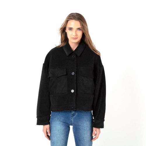 Chaqueta Trucker Sherpa Cotton Nylon Negro