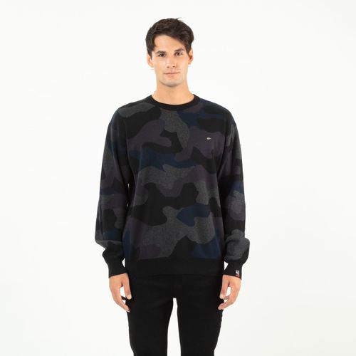 Polerón Jacquard Camo Oversize Azul Oscuro