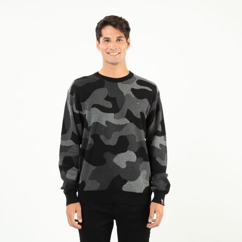 Polerón Jacquard Camo Oversize Negro