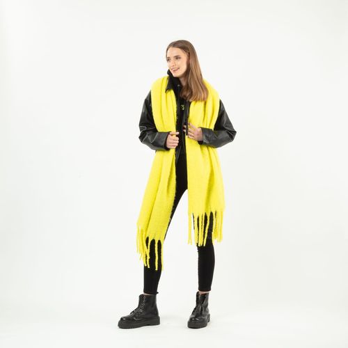 Oversize Scarf Ruber Label With Brand In Relief /Verde Fluor