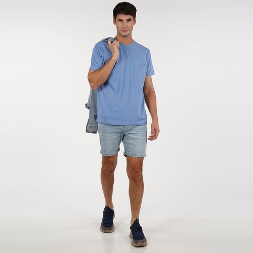 Polera con Bolsillo Basic Celeste