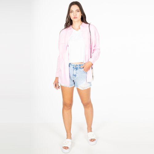 Blusa M/L Oversize Linen Cotton Rosa