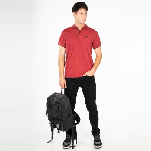 Polera M/C Polo Dirty Wash Rojo