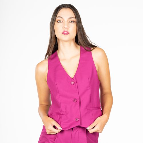 Vest Solid Color Fucsia