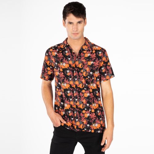 Camisa Guayabera Electric Floral Orange