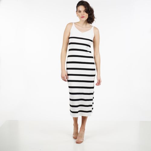 Long Knitting Dress Ribbed Crudo Natural