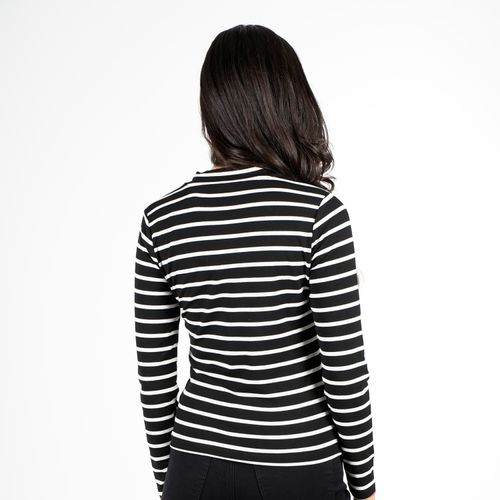 Polera M/L Stripes Cuello Subido