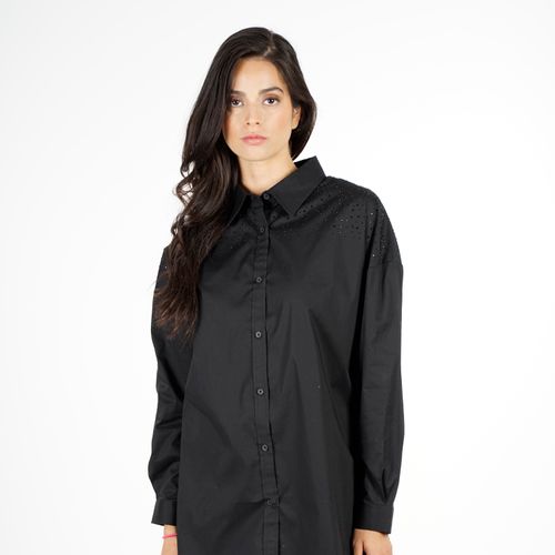 Blusa M/L Oversize Poplin Jewel Negro