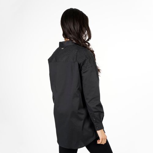 Blusa M/L Oversize Poplin Jewel Negro