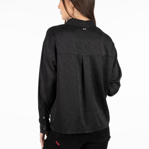 Blusa M/L Satin Jacquard Zebra Negro
