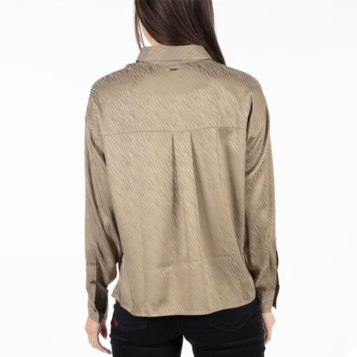 Blusa M/L Satin Jacquard Zebra Café