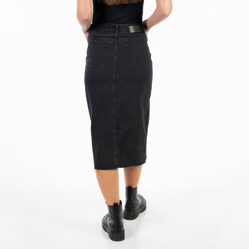 Falda Midi Black Denim Con Brillos