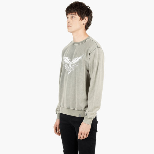 Polerón Crew Neck Terry Pigment Dye Verde