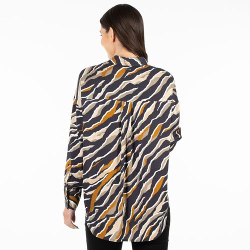 Blusa M/L Viscosa Full Print Café