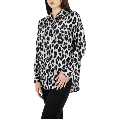 Blusa M/L Viscosa Full Print Leopard