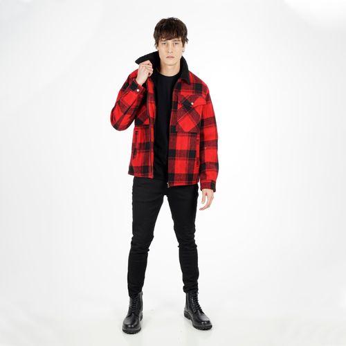 Chaqueta Trucker Sherpa Red And Black