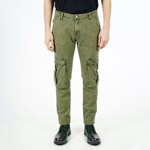 Pantalón Slim Tiro Medio Cargo Military Green