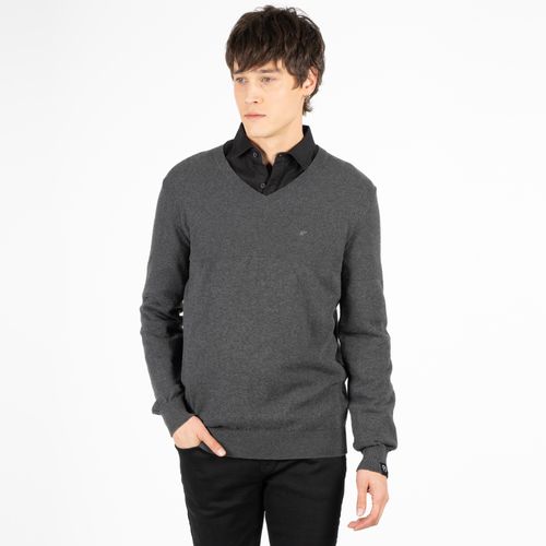 Tejido Hombre V Neck Regular Fit Melange Gris