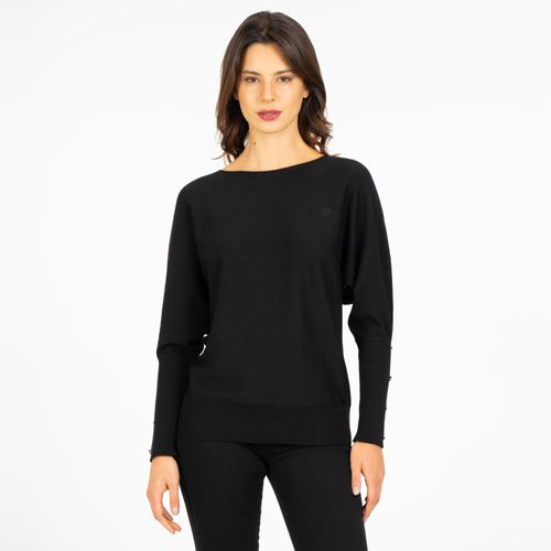 Tejido Mujer Básico Batwing Buttons Negro