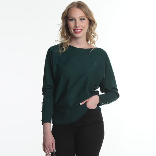 Basic Sweater Batwing Buttons Verde Musgo