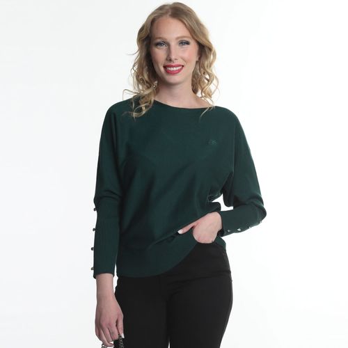 Tejido Mujer Básico Batwing Buttons Verde Musgo