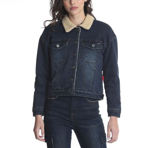 Chaqueta Denim Mujer Trucker con Piel