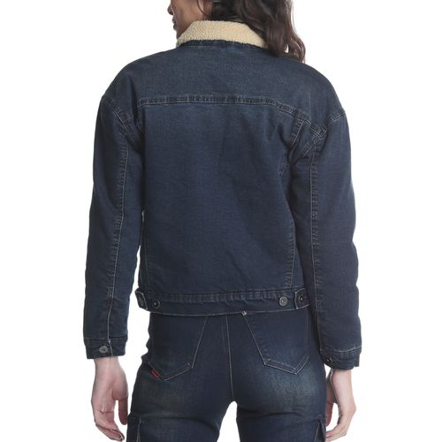 Chaqueta Denim Mujer Trucker con Piel