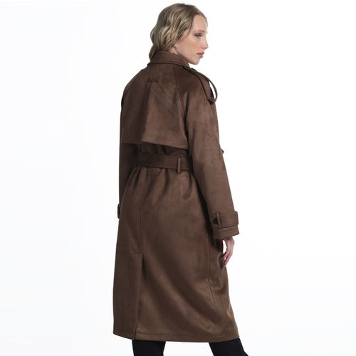 Abrigo Trench Coat Brown Suede