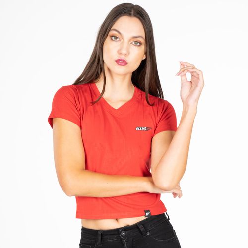 Polera M/C Básica Rib V Neck Ellus Rojo