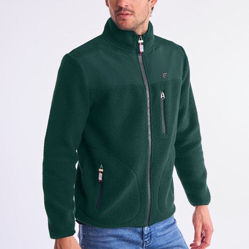 Poleron Hombre Relaxed Sherpa Nylon Cuello Alto Full Zipper