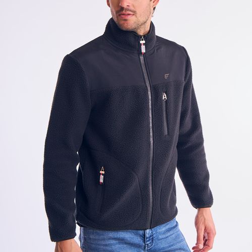 Poleron Hombre Relaxed Sherpa Nylon Cuello Alto Full Zipper