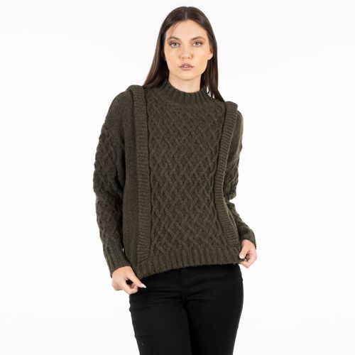 Sweter Mujer Cable Shoulder Pads Effect