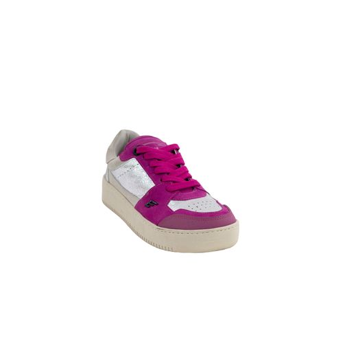 Zapatilla Mujer Globetrotter Plata Con Fucsia