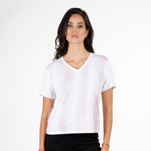 Polera M/C V-Neck With Foil Ellus Cursivo Rosa