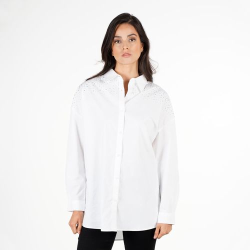Blusa M/L Oversize Poplin Jewel Blanco
