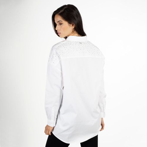 Blusa M/L Oversize Poplin Jewel Blanco
