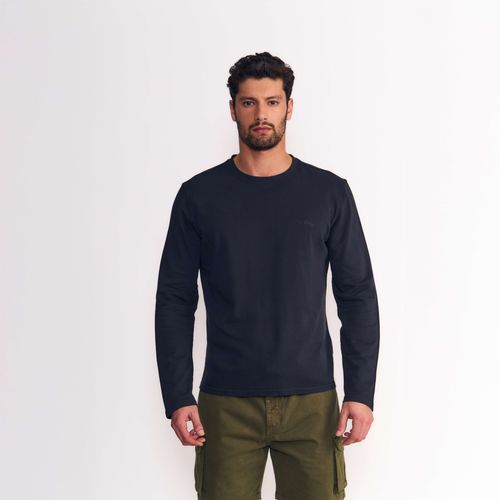 Polera Hombre Manga Larga Regular Fit Garment Dye
