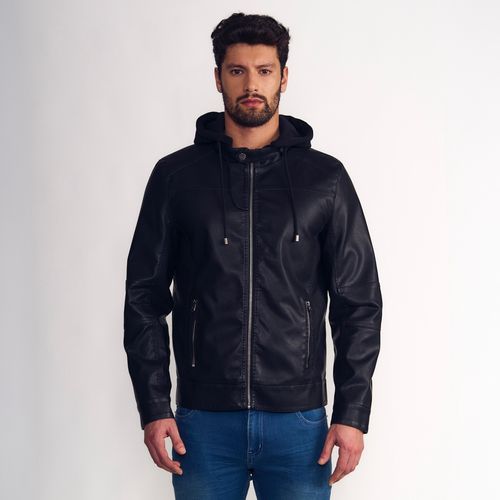 Chaqueta Pu Hombre Hood negro