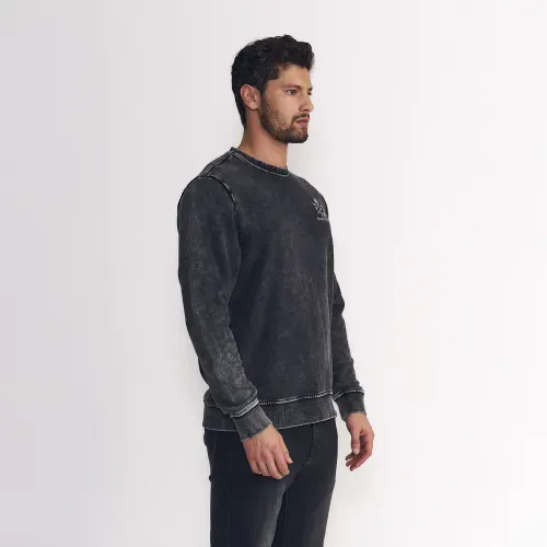 Polerón Hombre Cuello Redondo Terry Pigment Dye Black