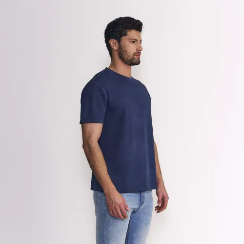 Polera Hombre Manga Corta Regular Fit Garment Dye Piqué Carmel