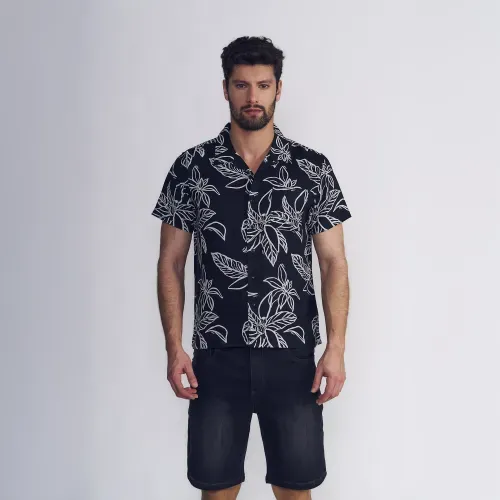 Camisa Guayabera Sarga Flores