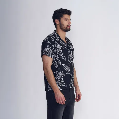 Camisa Guayabera Sarga Flores