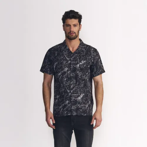 Camisa Surf Guayabera Sarga Water Lettering