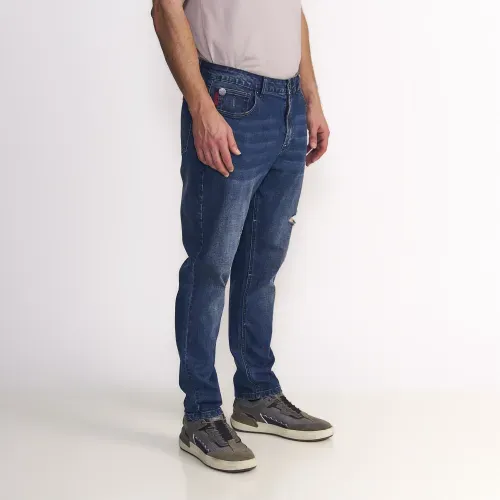 Jeans Hombre Rock 71 Tiro Largo Destroyed Emboss