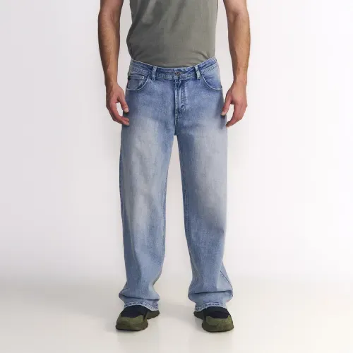 Jeans Hombre Wide Leg Tiro Alto Caido Emboss