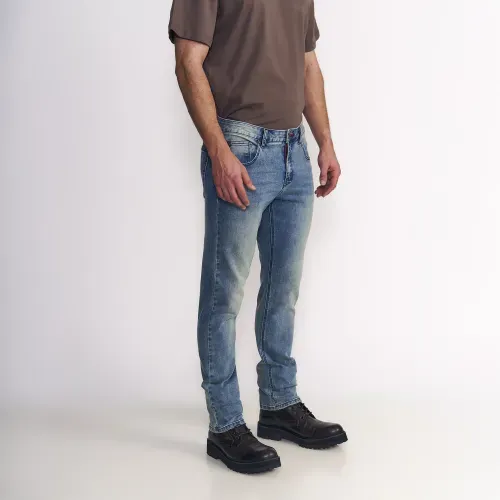Jeans Hombre Slim Tiro Medio Oxidado