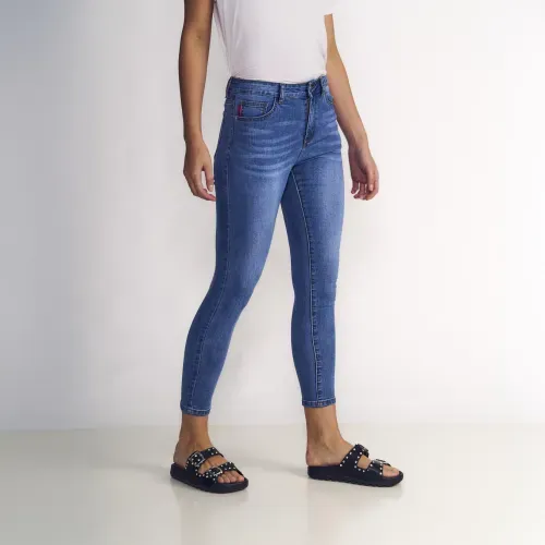 Jean Mujer Gisele Tiro Alto Light Medium Blue